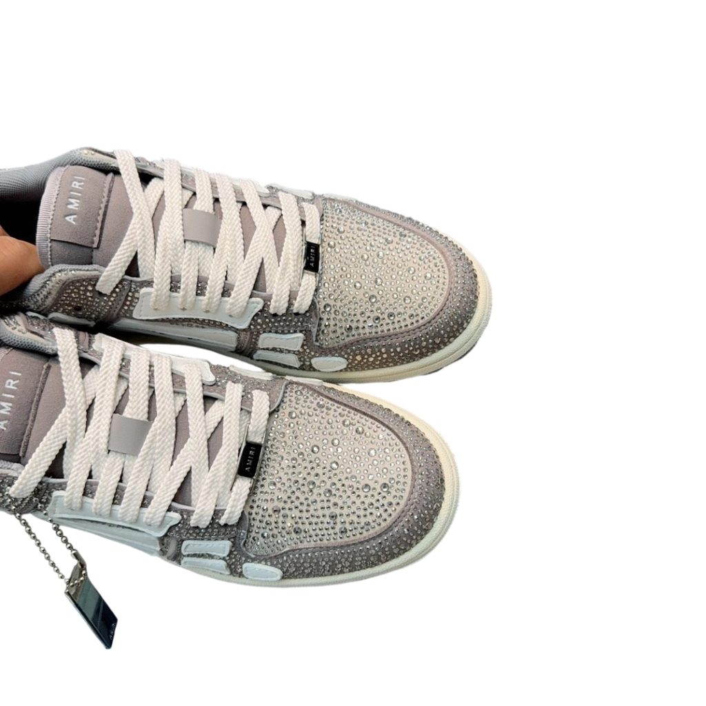 Amiri Gray Crystal Skel Top Low Sneakers OKLU2026144