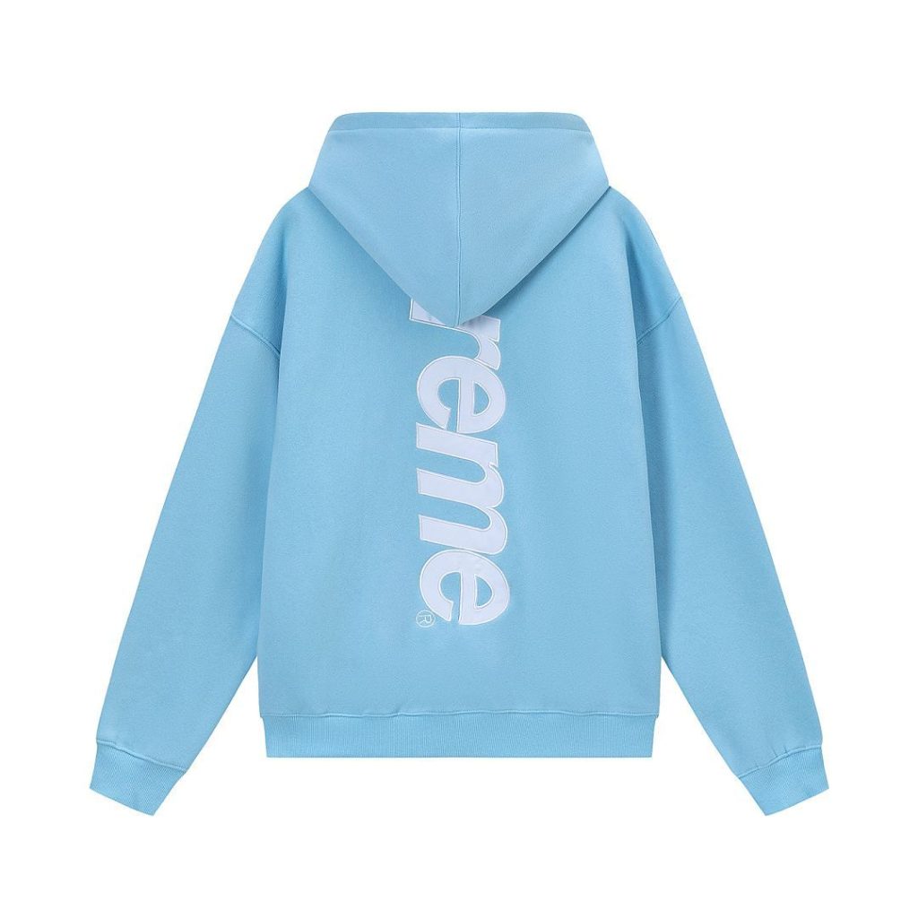 Supreme Satin Applique Hooded Sweatshirt & Sweatpant Set Blue OKLU20261455