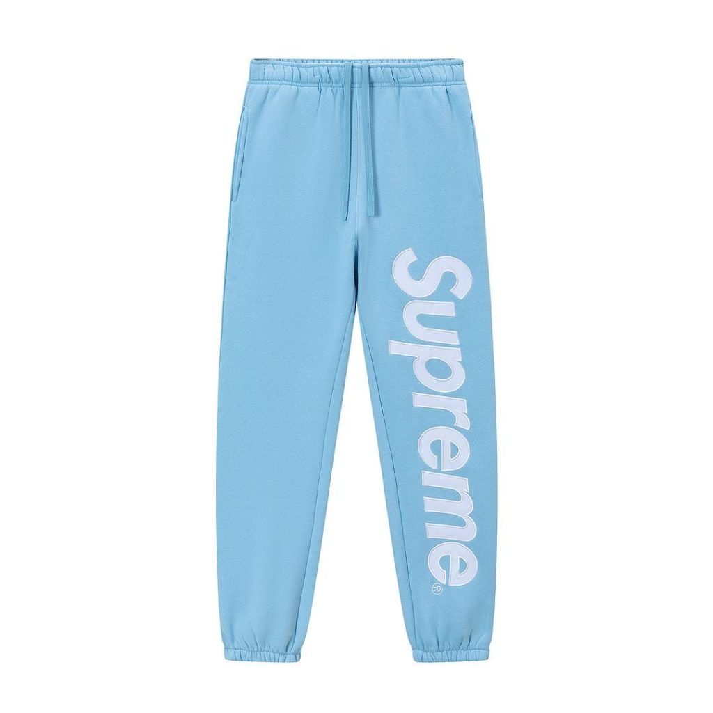 Supreme Satin Applique Hooded Sweatshirt & Sweatpant Set Blue OKLU20261455