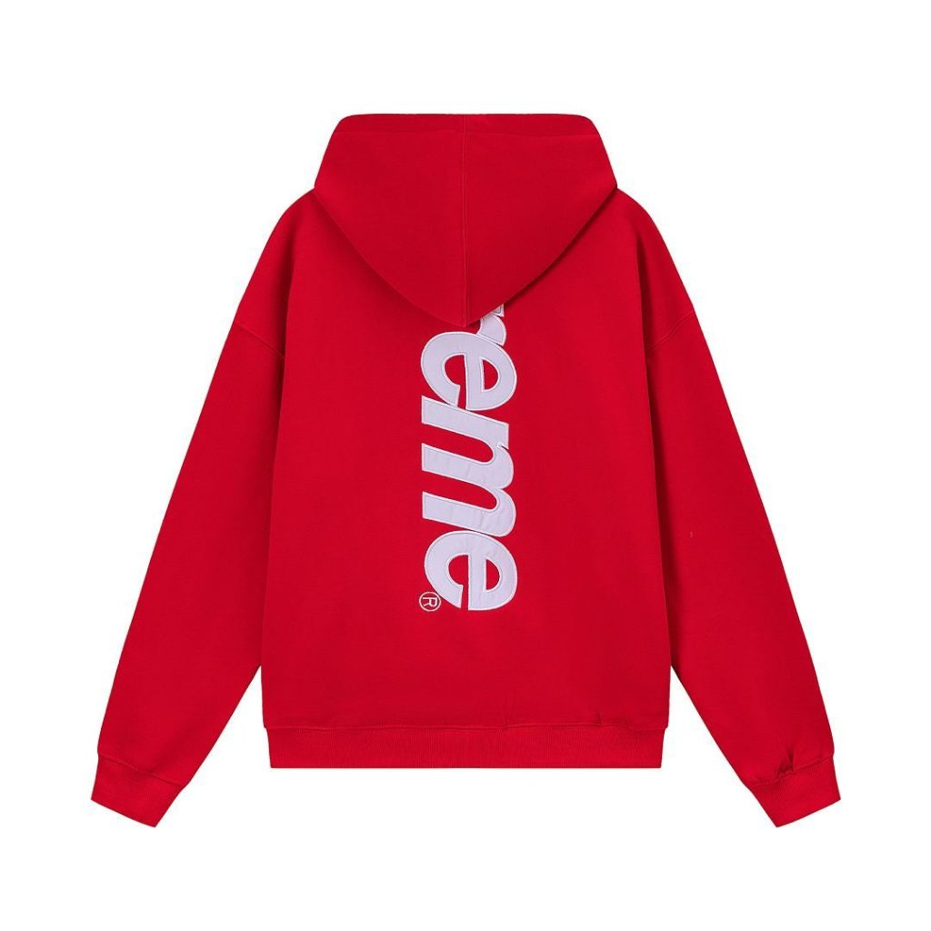 Supreme Satin Applique Hooded Sweatshirt & Sweatpant Set red OKLU20261456