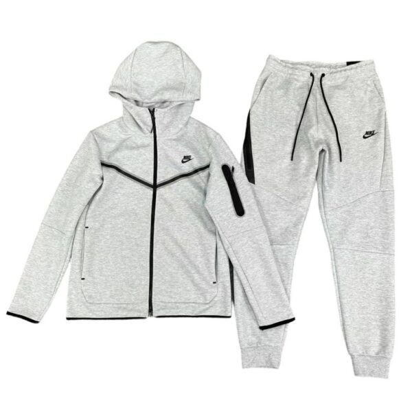 Nike Zipper Casual Sports Hoodie Set Light Grey OKLU20261463