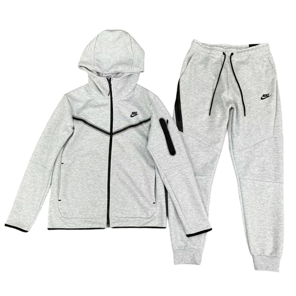Nike Zipper Casual Sports Hoodie Set Light Grey OKLU20261463