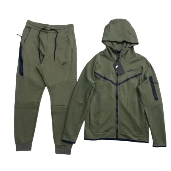 Nike Zipper Casual Sports Hoodie Set Army Green OKLU20261465