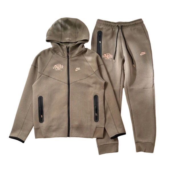 Nike Hoodie Zipper Sweatshirt Pants Set Brown OKLU20261471