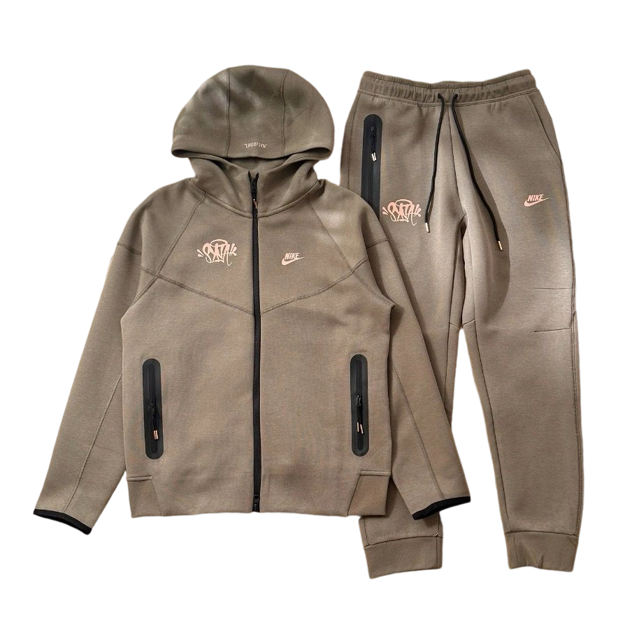 Nike Hoodie Zipper Sweatshirt Pants Set Brown OKLU20261471