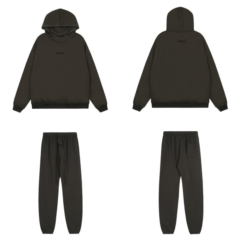 Fear of God Essentials Logo Hoodie and Sweatpants Set Black Grey OKLU20261475
