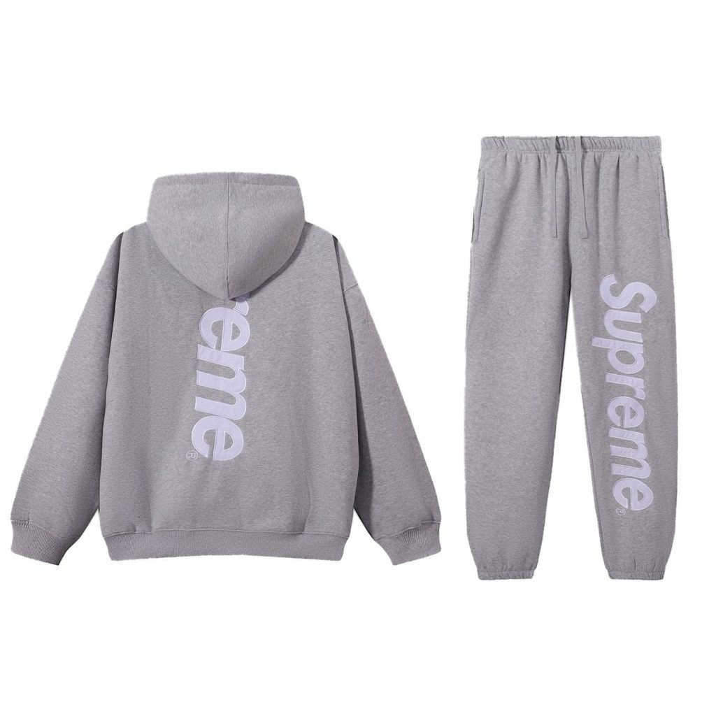 Supreme Hooded Sweatshirt & Sweatpant Set Grey OKLU20261485