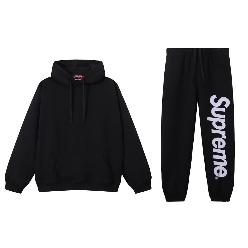 Supreme Hooded Sweatshirt & Sweatpant Set Black OKLU20261486