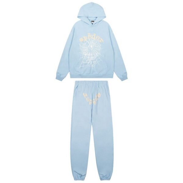 Sp5der Hoodie & Sweatpant Set OG Web V2 Dusty Blue OKLU20261487