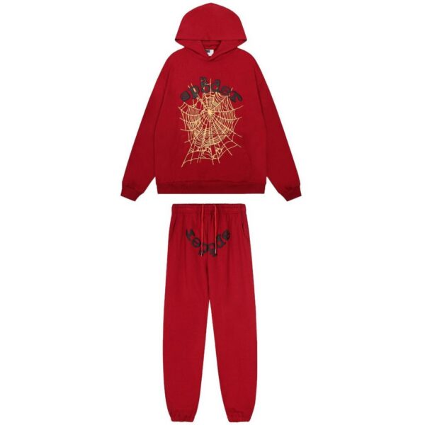 Sp5der Hoodie & Sweatpant Set OG Web V2 Red OKLU20261489