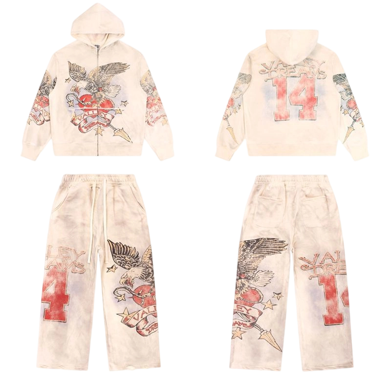 Vale Forever Valley Retro Casual Hoodie apricot set OKLU20261511