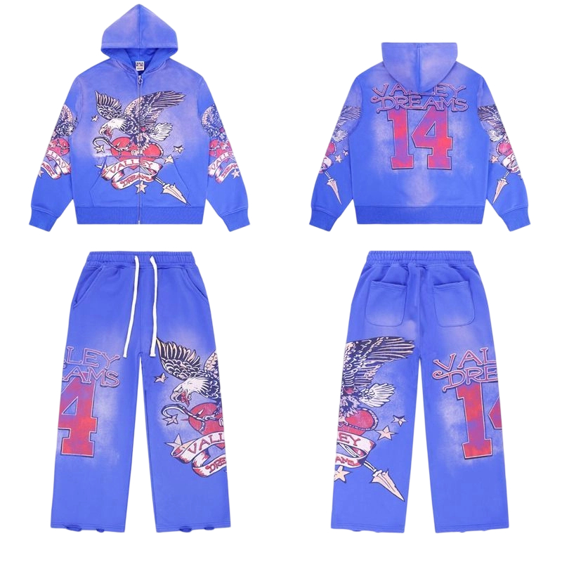 Vale Forever Valley Retro Casual Hoodie BLUE set OKLU20261512