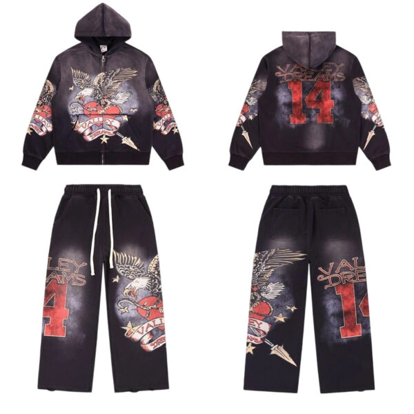 Vale Forever Valley Retro Casual Hoodie BLACK set OKLU20261513