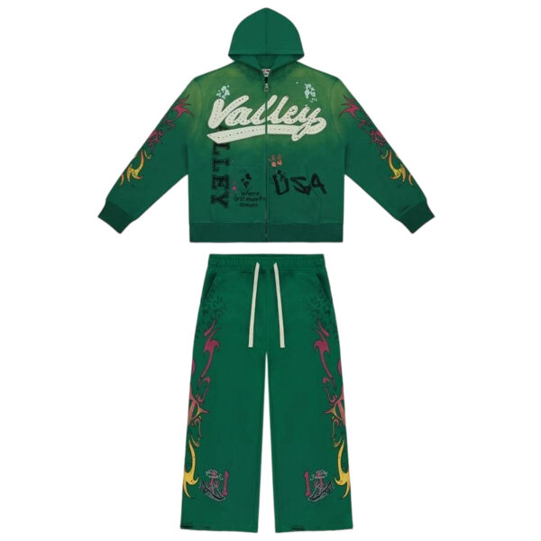 Vale Forever Valley niche retro hoodie Green set OKLU20261514