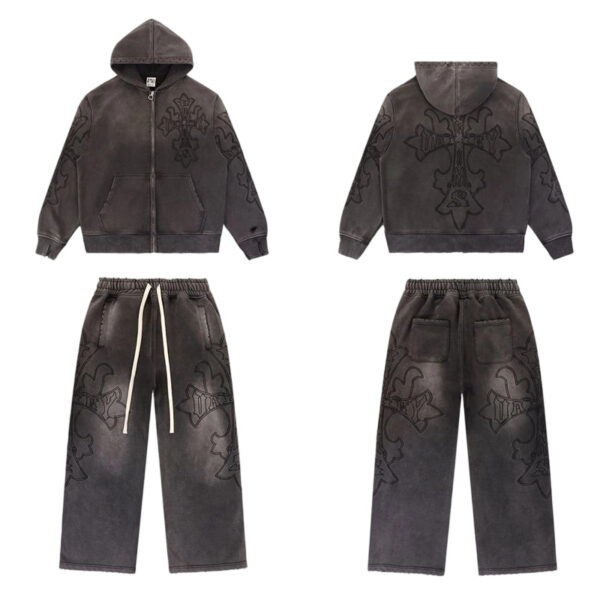 Vale Forever Valley Retro Casual Hoodie Black set OKLU20261517