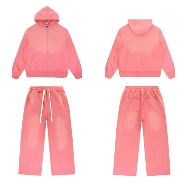 Vale Forever Valley Retro Casual Hoodie Pink set OKLU20261518
