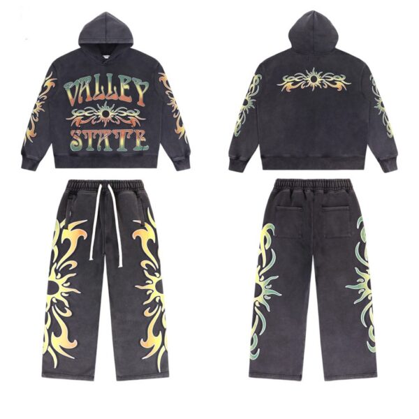 Vale Forever Valley Retro Casual Hoodie Blue set OKLU20261529