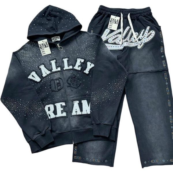 Vale Forever Valley Retro Casual Hoodie Set Black OKLU20261530