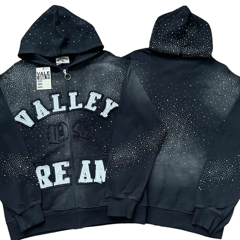 Vale Forever Valley Retro Casual Hoodie Set Black OKLU20261530
