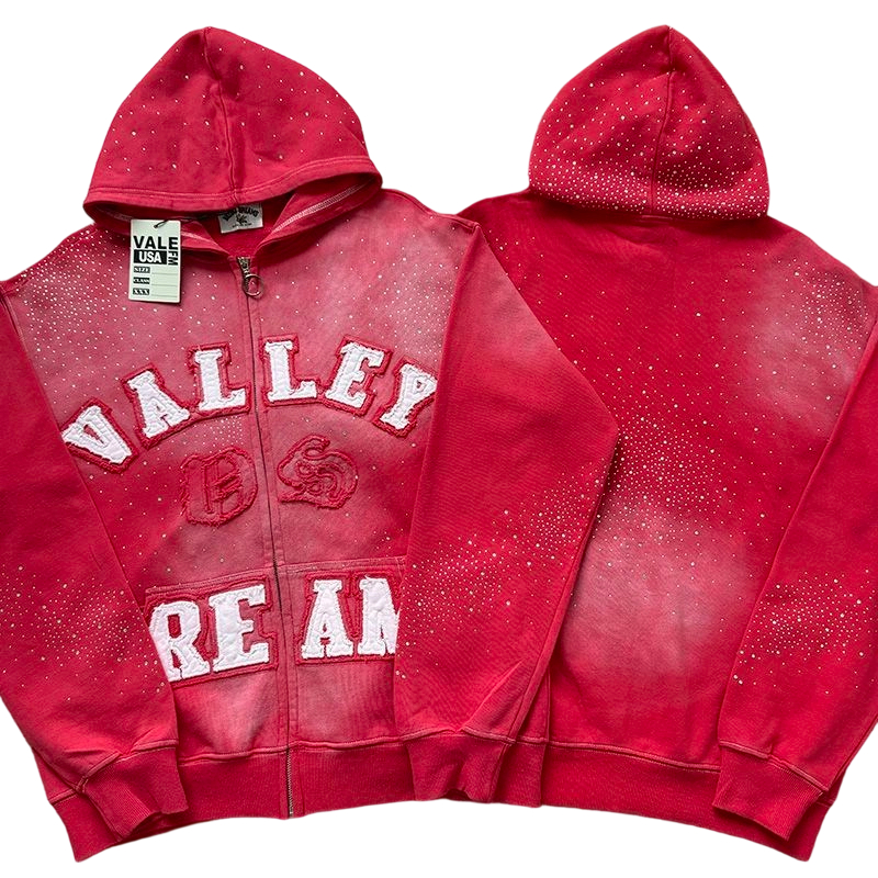 Vale Forever Valley Retro Casual Hoodie Set Red OKLU20261531