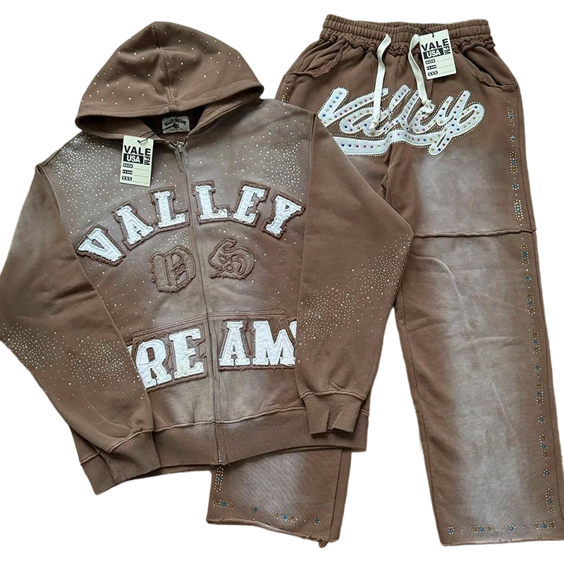 Vale Forever Valley Retro Casual Hoodie set coffee OKLU20261533