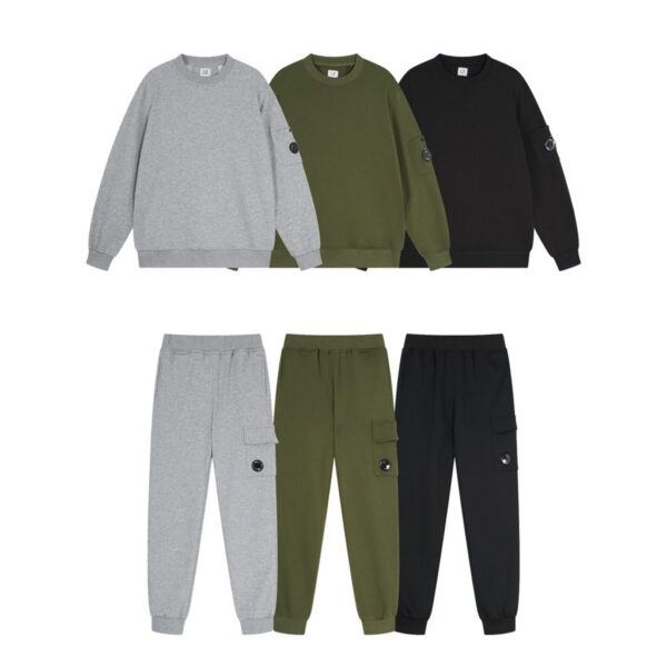 C. P Company round neck sweatshirt sports suit black/gray/green OKLU20261539