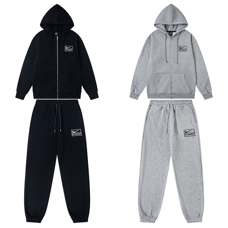 Stussy Zipper Hoodie&Sweatpants Set Black/Grey OKLU20261544