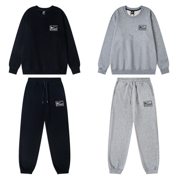 Stussy round neck hoodie&Sweatpants Set Black/Grey OKLU20261551