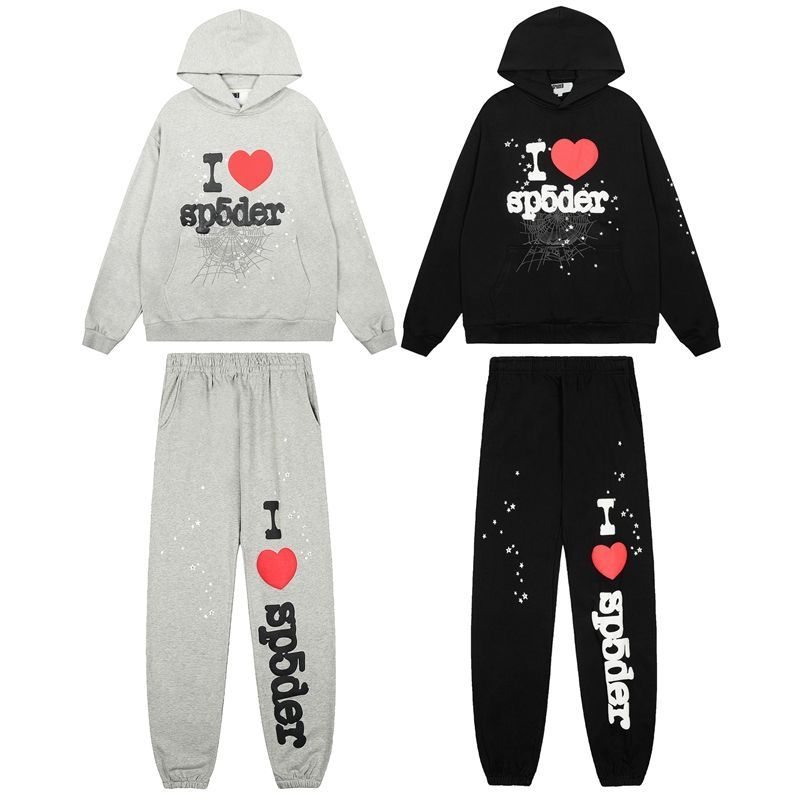 Sp5der Hoodie Sweatpant Set Grey/Black OKLU20261567