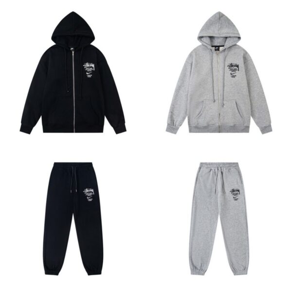 Stussy Zipper Hoodie&Sweatpants Set Black/Grey OKLU20261570