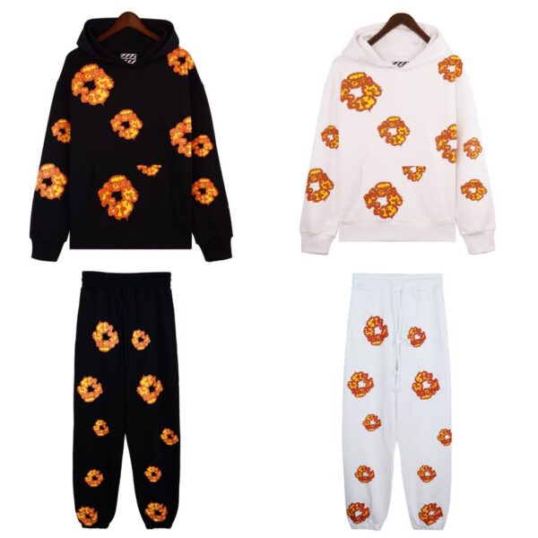 Denim Tears Flame Printed Hoodie Set Black/White OKLU20261575