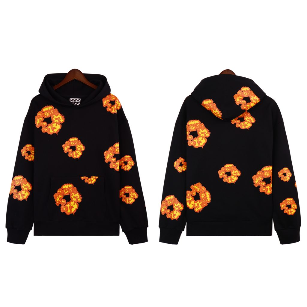 Denim Tears Flame Printed Hoodie Set Black/White OKLU20261575