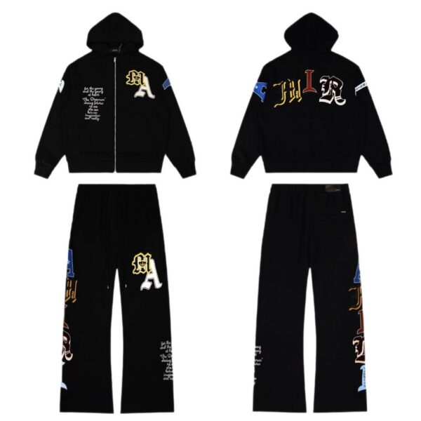 Amiri Zipper Hoodie&Sweatpant Set Black OKLU20261576