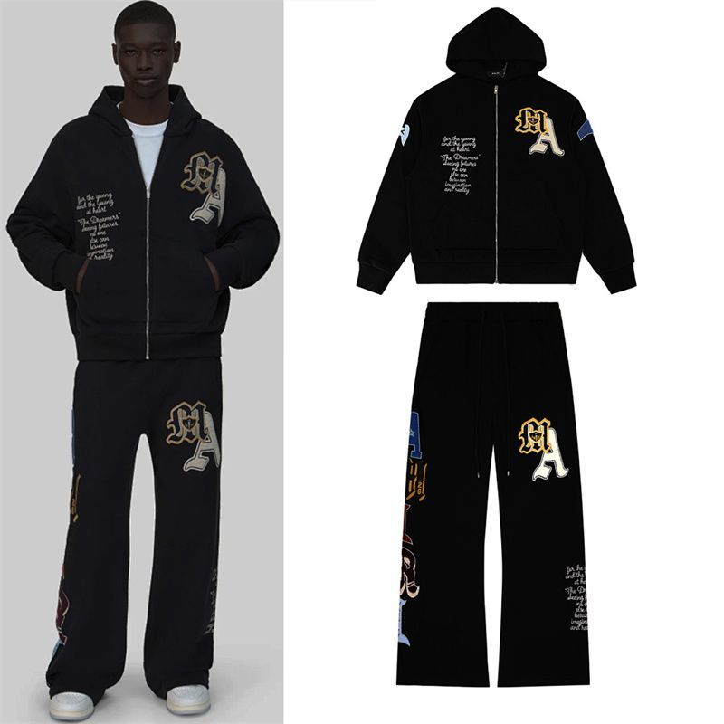 Amiri Zipper Hoodie&Sweatpant Set Black OKLU20261576