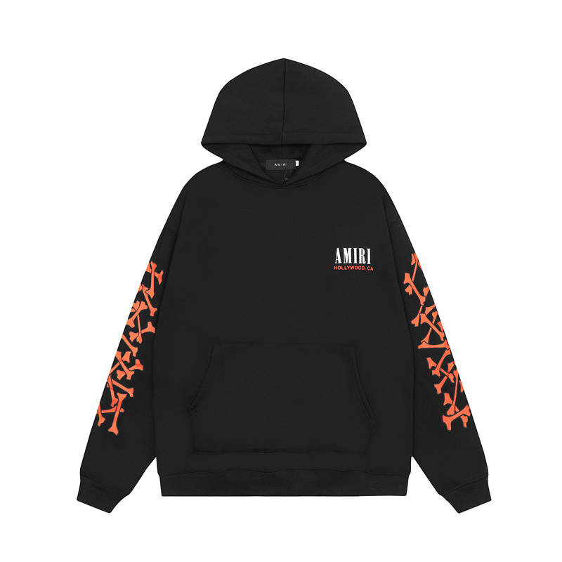 Amiri Bone Letter Printed Hoodie&Sweatpant Set Black OKLU20261578