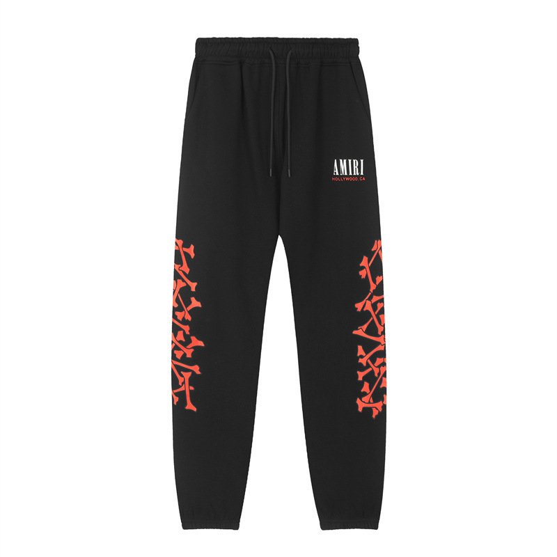 Amiri Bone Letter Printed Hoodie&Sweatpant Set Black OKLU20261578