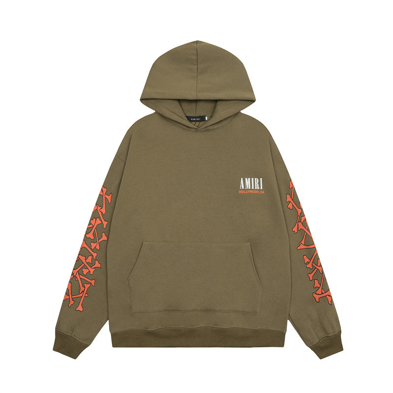 Amiri Bone Letter Printed Hoodie&Sweatpant Set Brown OKLU20261579