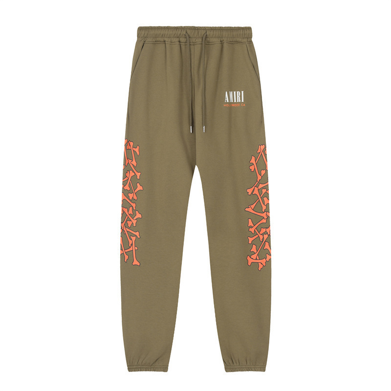 Amiri Bone Letter Printed Hoodie&Sweatpant Set Brown OKLU20261579