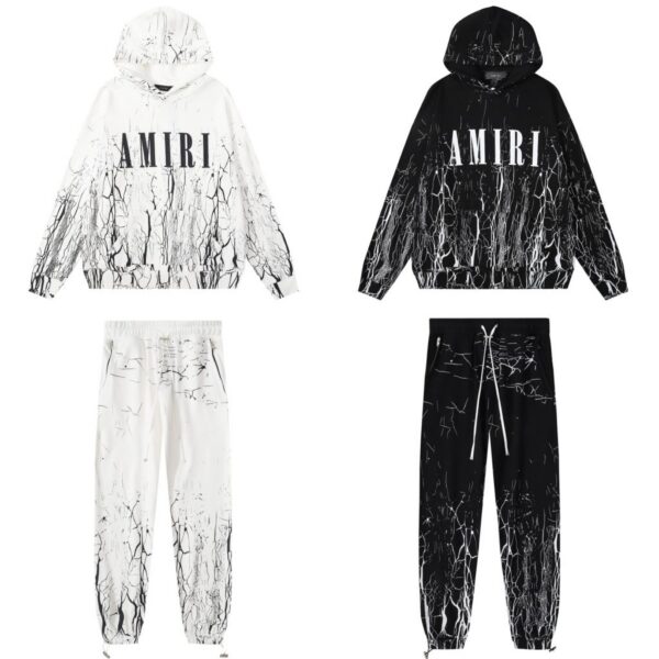 Amiri letter print Hoodie&Sweatpan Set black/white OKLU20261580