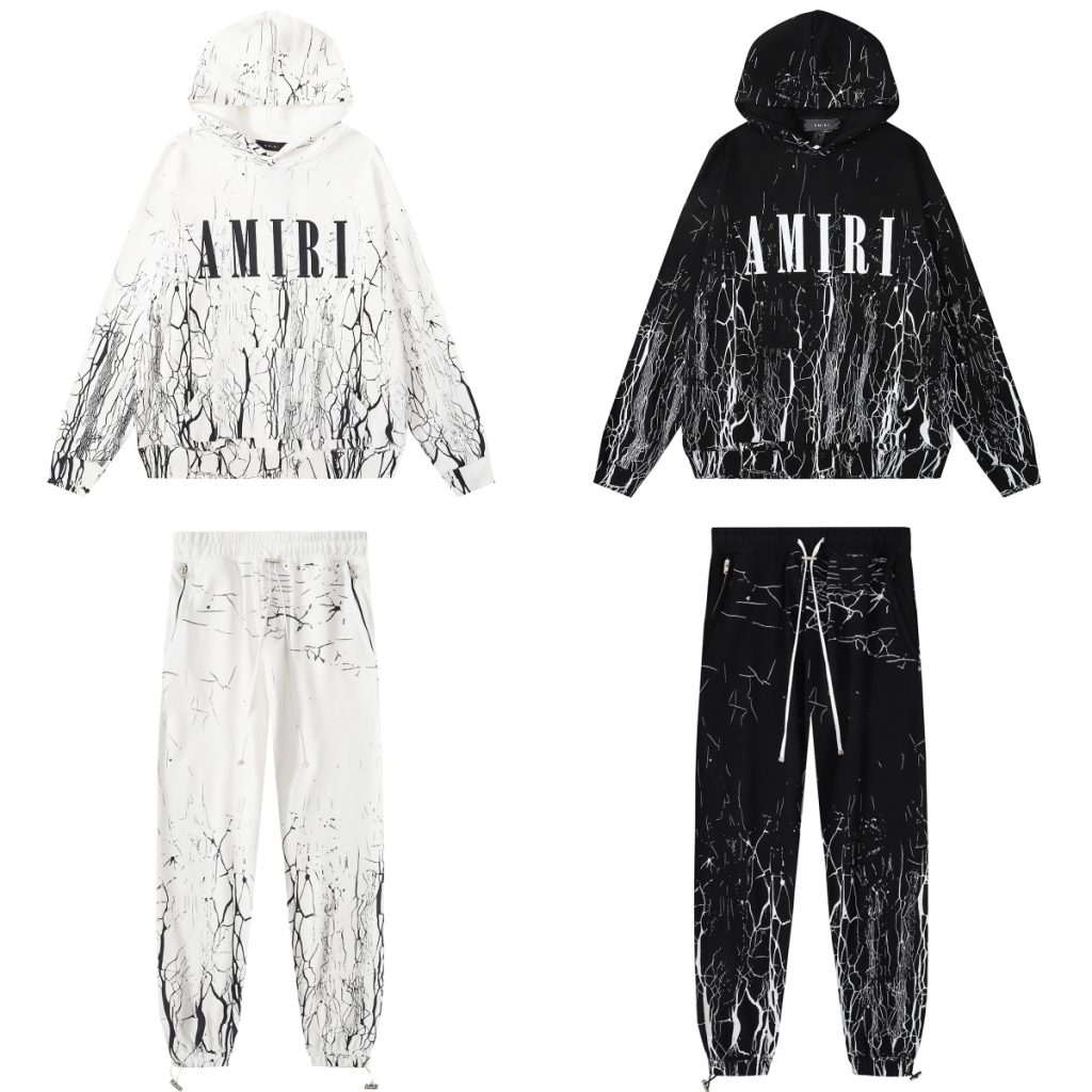 Amiri letter print Hoodie&Sweatpan Set black/white OKLU20261580
