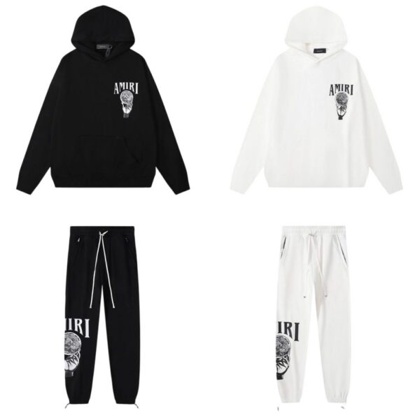 Amiri letter print Hoodie Set black/white OKLU20261581