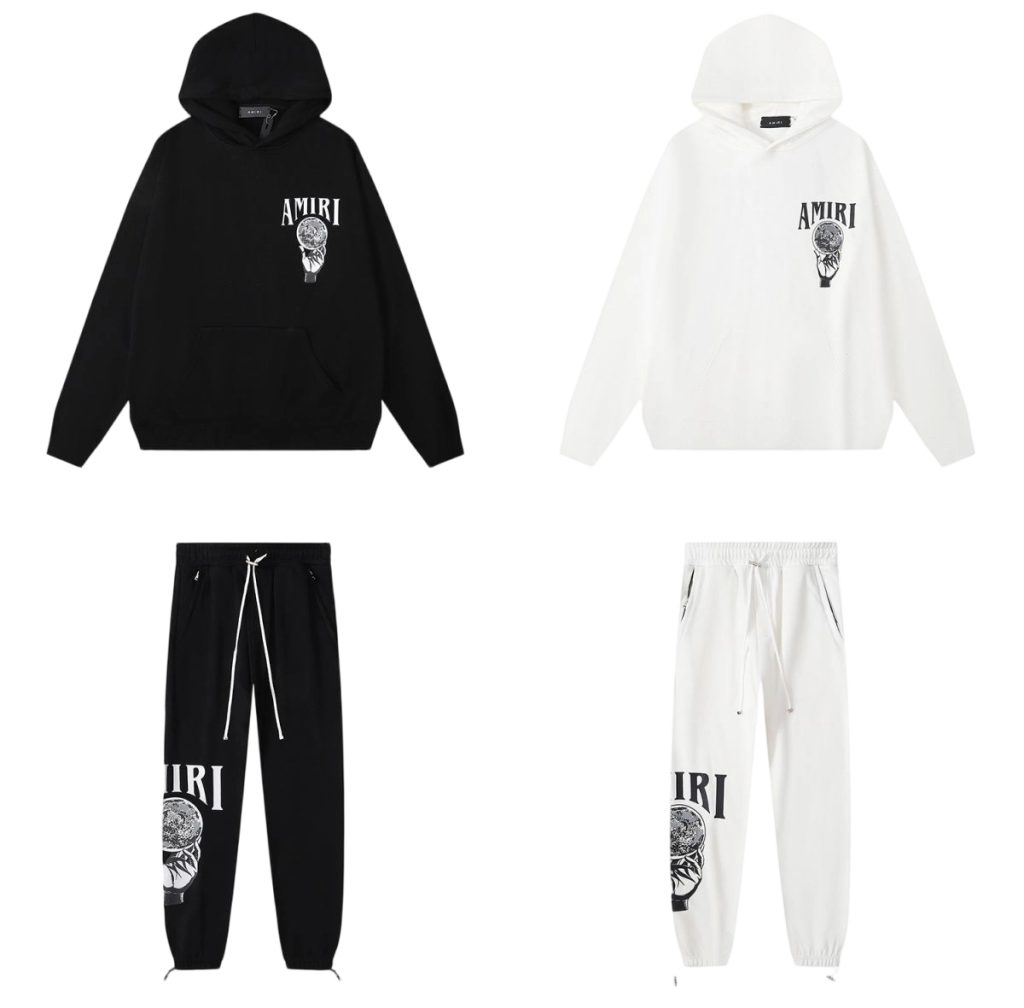 Amiri letter print Hoodie Set black/white OKLU20261581