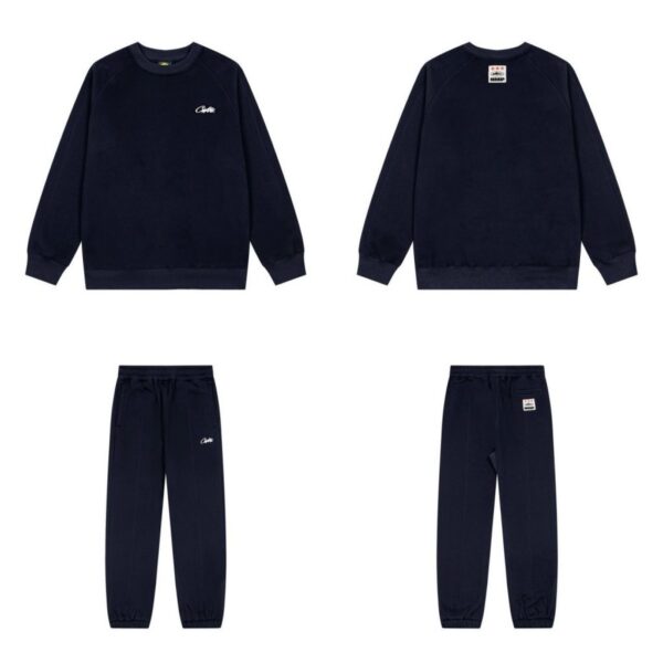 Corteiz simple embroidered round neck sweatshirt navy blue set OKLU20261584