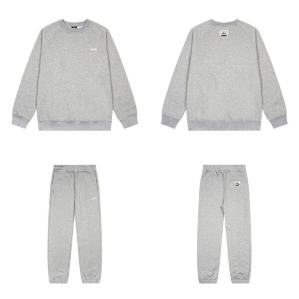 Corteiz Simple Embroidered Round Neck Hoodie Grey Set OKLU20261585