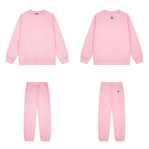 Corteiz Minimally Embroidered Round Neck Hoodie Pink Set OKLU20261587