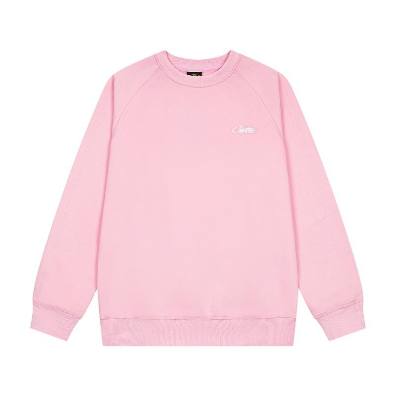 Corteiz Minimally Embroidered Round Neck Hoodie Pink Set OKLU20261587