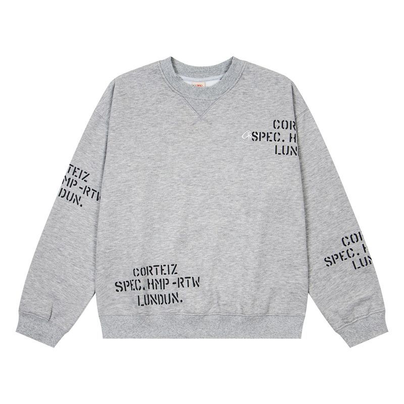 Corteiz letter printed round neck sweatshirt gray/black OKLU20261588