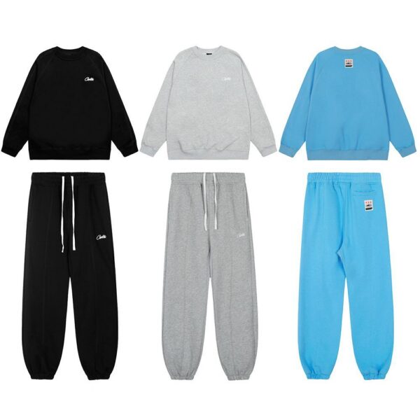 Corteiz loose round neck sweatshirt set gray/black/blue OKLU20261590