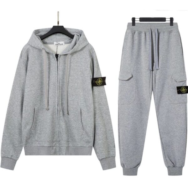 Stone Island Zipper Hoodie Set Grey OKLU20261591