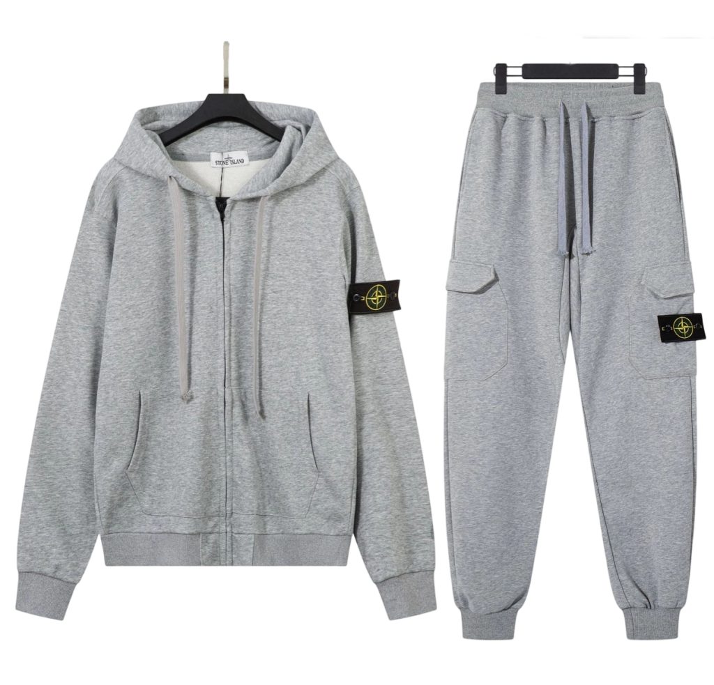 Stone Island Zipper Hoodie Set Grey OKLU20261591